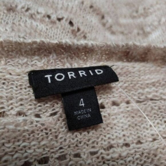 Torrid 4 Tan Lacey Pointelle Cotton Knit Shrug 4X - Picture 6 of 11